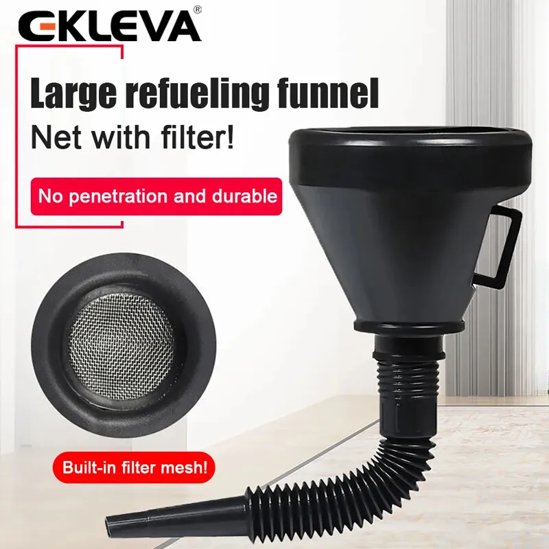 

EKLEVA Universal Car Refueling Funnel with Strainer, Multi-Function Oil Water Fuel Diesel Transfer Funnel for Auto Car Motorcy