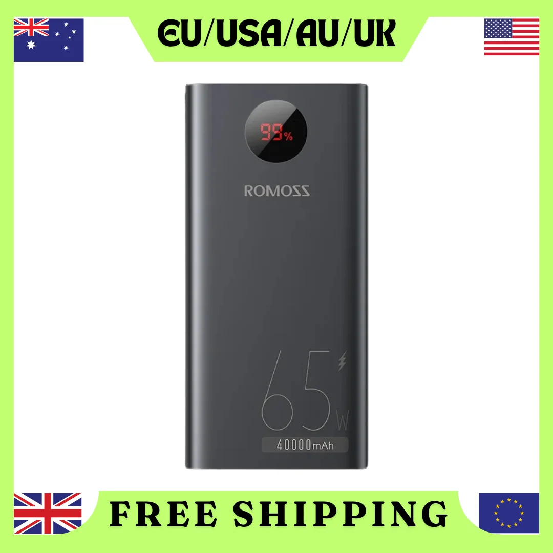 

ROMOSS PD 65W Power Bank 40000mAh External Battery Fast Charge USB C Powerful Portable Powerbank for Laptop Xiaomi 13 iPhone 14