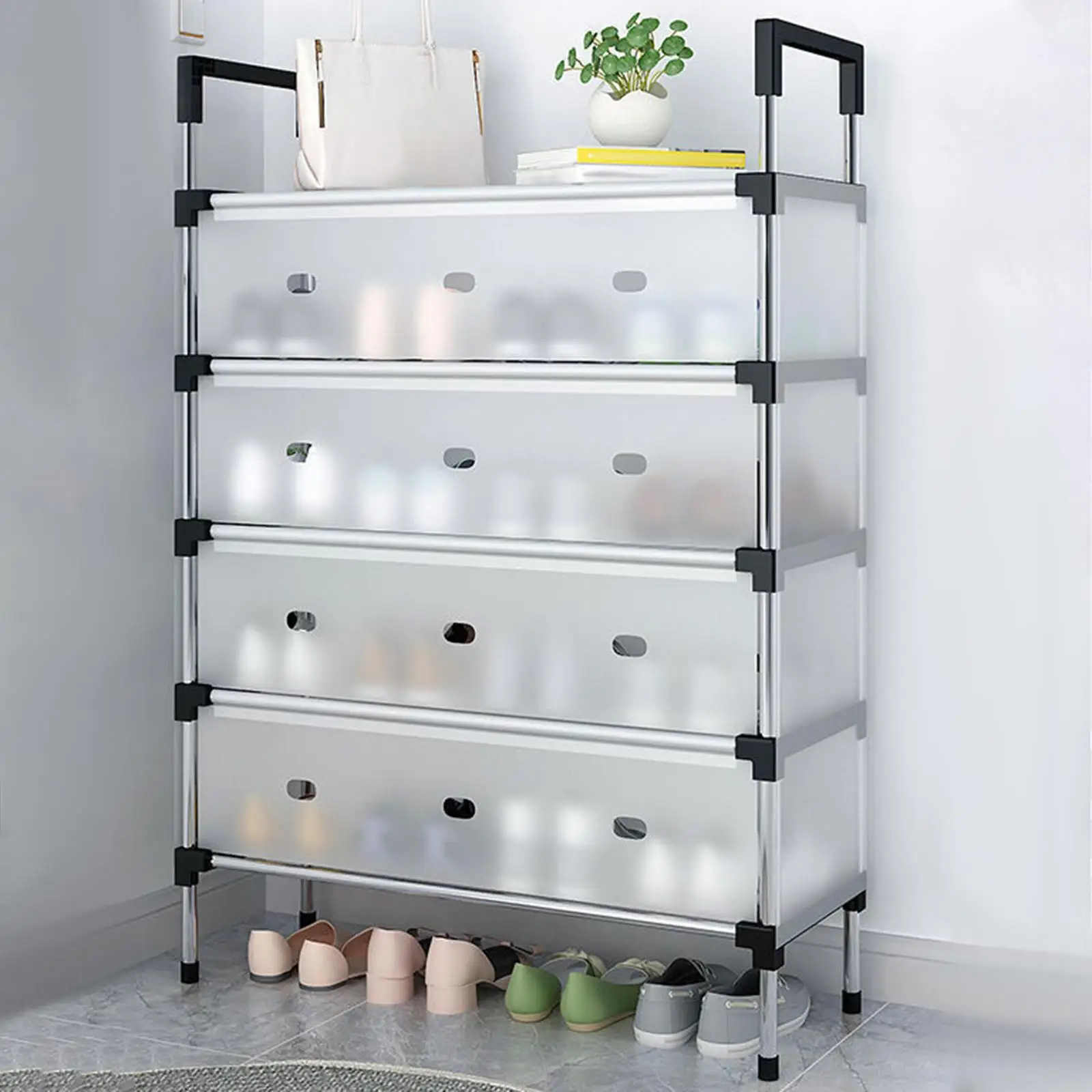 Schuhregal, multifunktionaler, robuster Schuh-Organizer für Flur, Garage, Bücher, große Schuhbox, Aufbewahrungsbehälter, Schuhaufbewahrungsbehälter