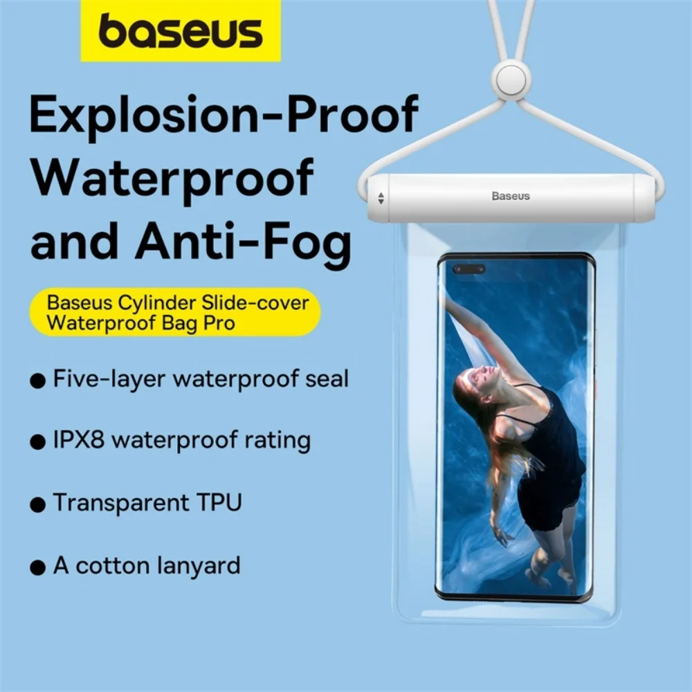 

Baseus 7.2 inches Waterproof Phone Case Under for iPhone 17 16 Pro Max Swim Case IPX8 Universal Cover for Huawei Xiaomi Samsung