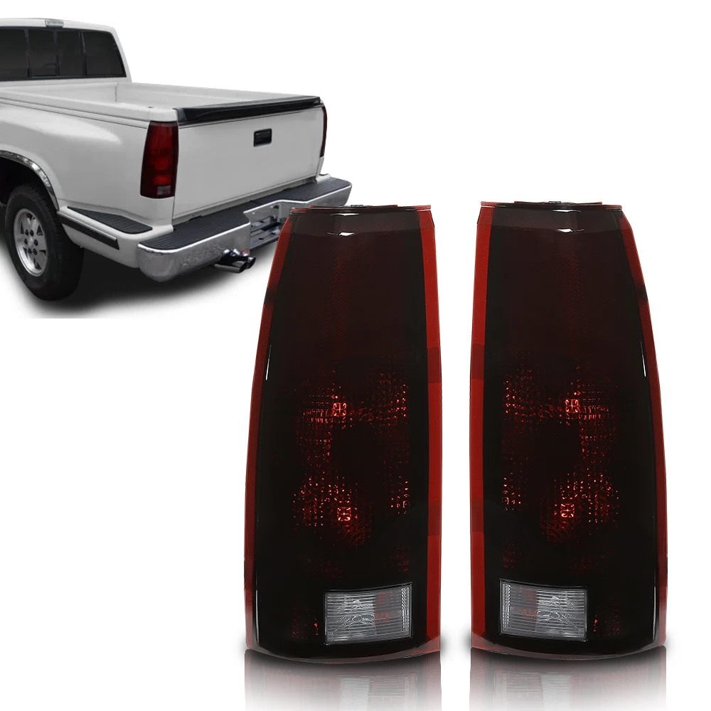 

Crossdesign 2Pcs Smoke Lens Tail Lights W/Bulbs Fit for Chevy Gmc C/K 1500 2500 3500 Pickup Suburban Gm2806101 Dot-Certified