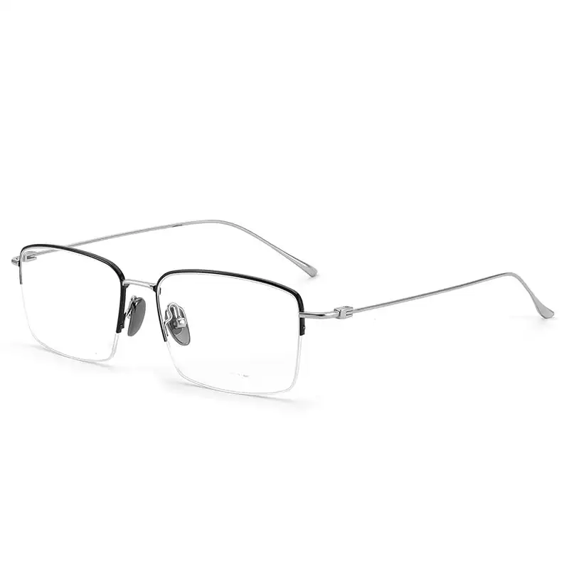 Men Half Rim Frame Lightweight Business Glasses High-quality Pure Titanium HInges IP plating Great Quality Square Frames