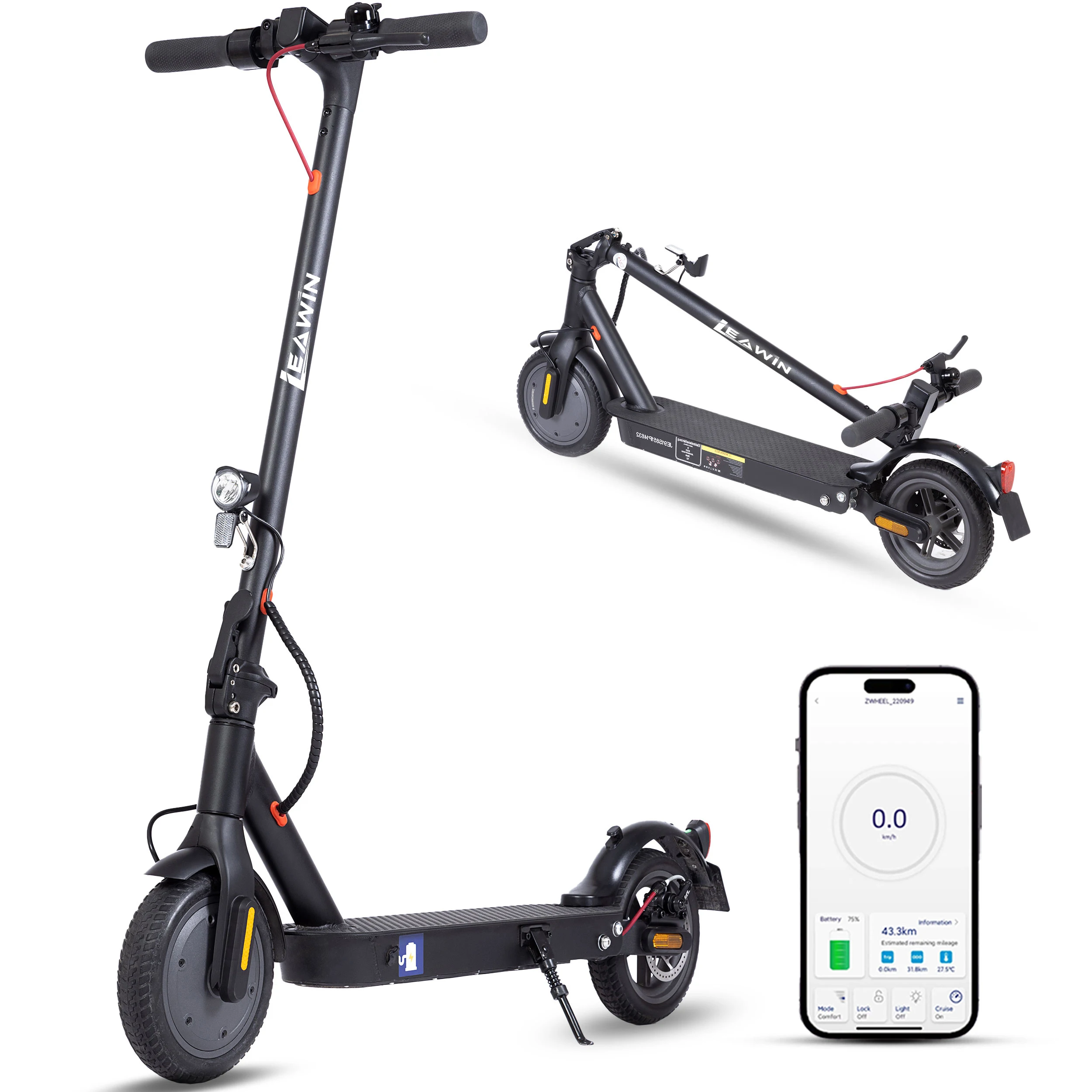 Sinaopus Elektroroller 8,5 Zoll mit ABE, 350W E-Scooter, 36V 7,5Ah Akku, Bis 30 km Reichweite, Foldable E Scooter für Erwachsene, LED-Display, Doppelbremsen, 20 km/h Cityroller