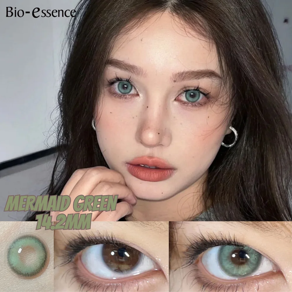 Bio-essence 1 Pair Big Eye Korean Lenses Colored Contact Lenses with Degree Myopia Lenses Green Lenses Black Lenses Prescription