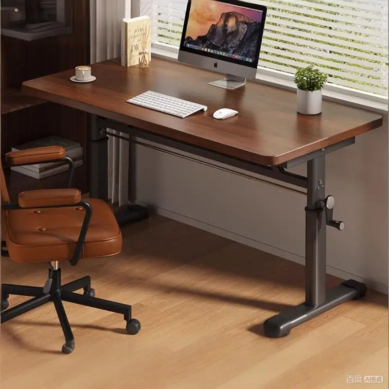 Hand-cranked Height-adjustable Computer Desk For Home And Student Use, Suitable For Small Apartments And Simple Office Work.