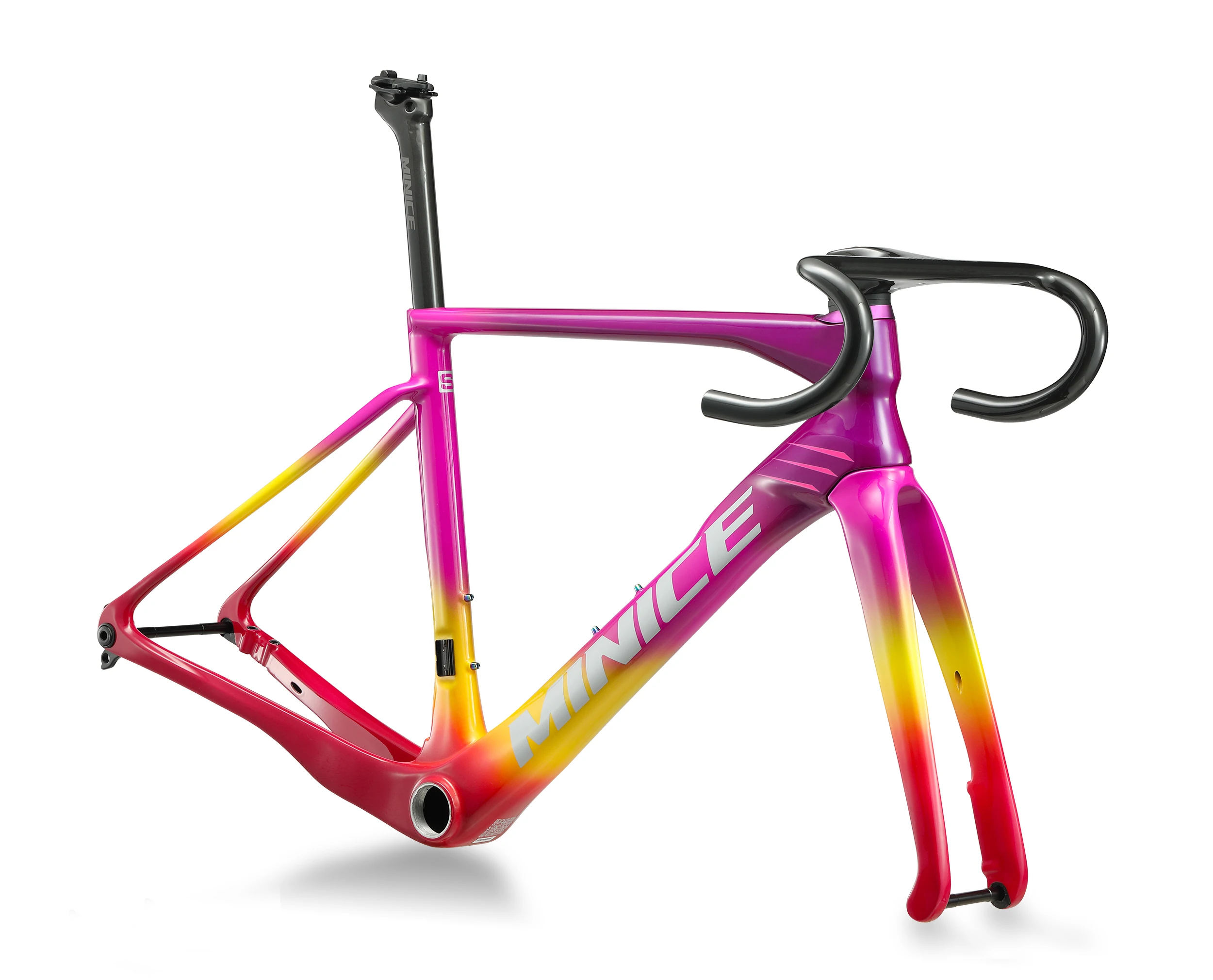 Minice Aerodynamischer EPS-geformter Carbonrahmen mit Scheibenbremse, max. 700*32C, AERO Rennrad-Rahmenset, BSA, vollständig interne Kabelführung, Lenker, DI2, mechanisch – Detail 32