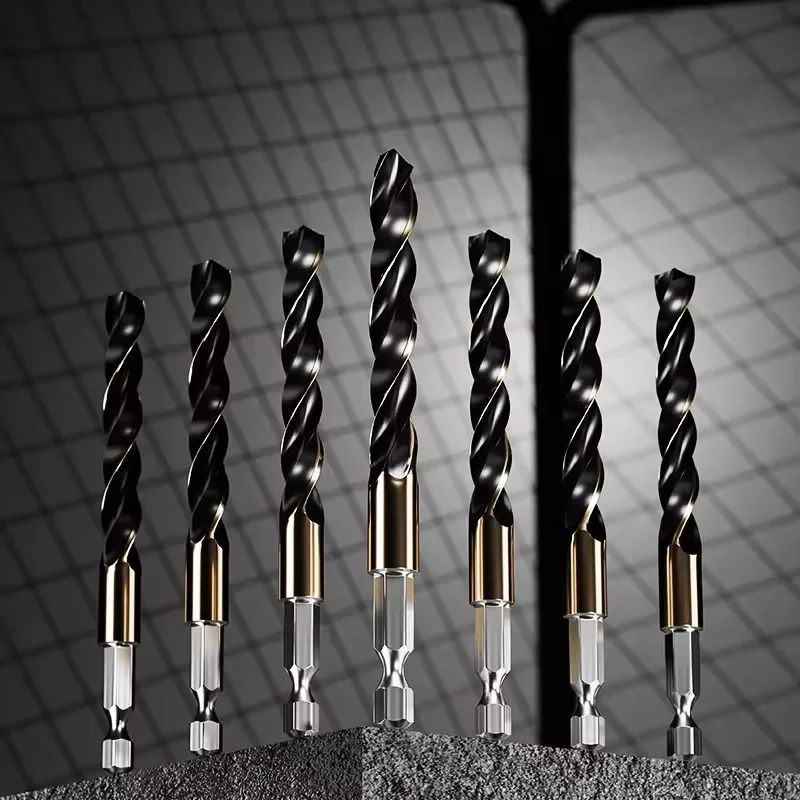 Foret hélicoïdal à tige hexagonale de 1.5-7.5mm, coupe-trou pour bois et métal, outil de perçage de noyau, pointe en carbure de Cobalt, forets plats HSS