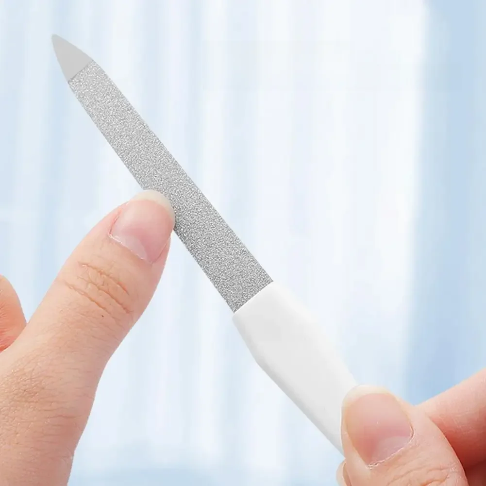 Lime de manucure Durable, légère, double usage, en acier inoxydable, outil de soins des ongles, poussoir de cuticules, outils d'art des ongles