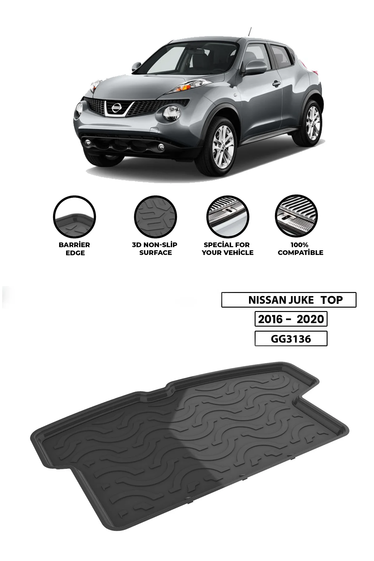 

For NISSAN-JUKE- TOP -2016-2020 luggage compartment Diffuser Extension Rear Bumper Attachment Luggage compartment