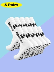 6 pairs of football socks sports socks men's mid-calf socks silicone non-slip dot socks basketball yoga socks