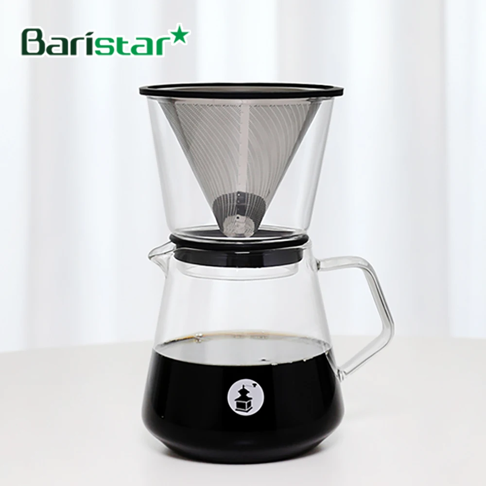 Baristar Stainless Steel Filter Glass Coffee Hand Drip Set 600ml BDG1