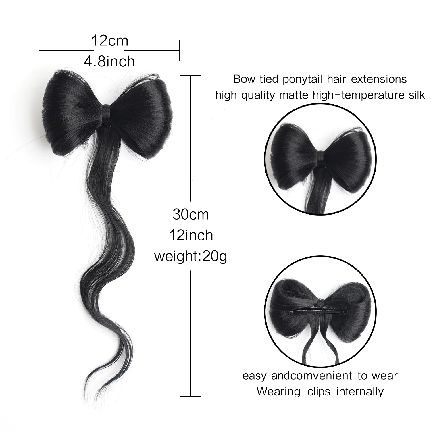 Synthetic Bowknot Hair Bun Claw Clip In Hair Extensions Hair accessories suitable for women\'s daily wear