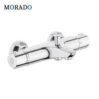 MORADO Thermostatic Shower Bath Mixer Wall Mounted Bath Tap Exposed Shower Faucet Chrome Brass Bathroom Mixing Valve Basin Sink