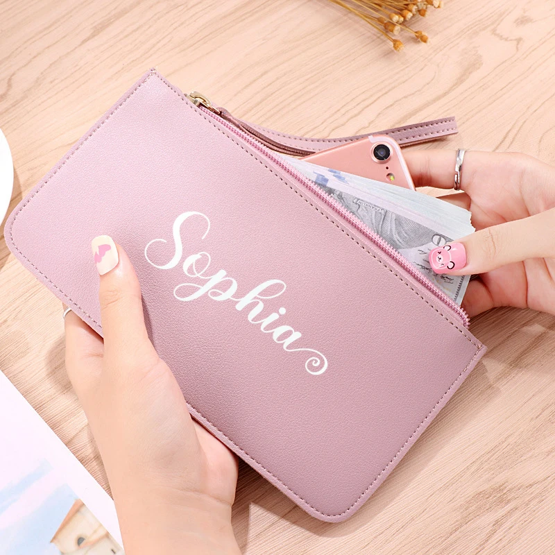 Personalized Bridesmaid Double Layer Women\'s Wallet Handbag PU Leather Bridesmaid Gift Proposal Gift Wedding Bag