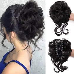 Messy Bun Hair Piece Claw Clip In Hair Bun Wavy Curly Hair Bun Synthetic Tousled Updo Hair Extensions Scrunchie Hairpiece