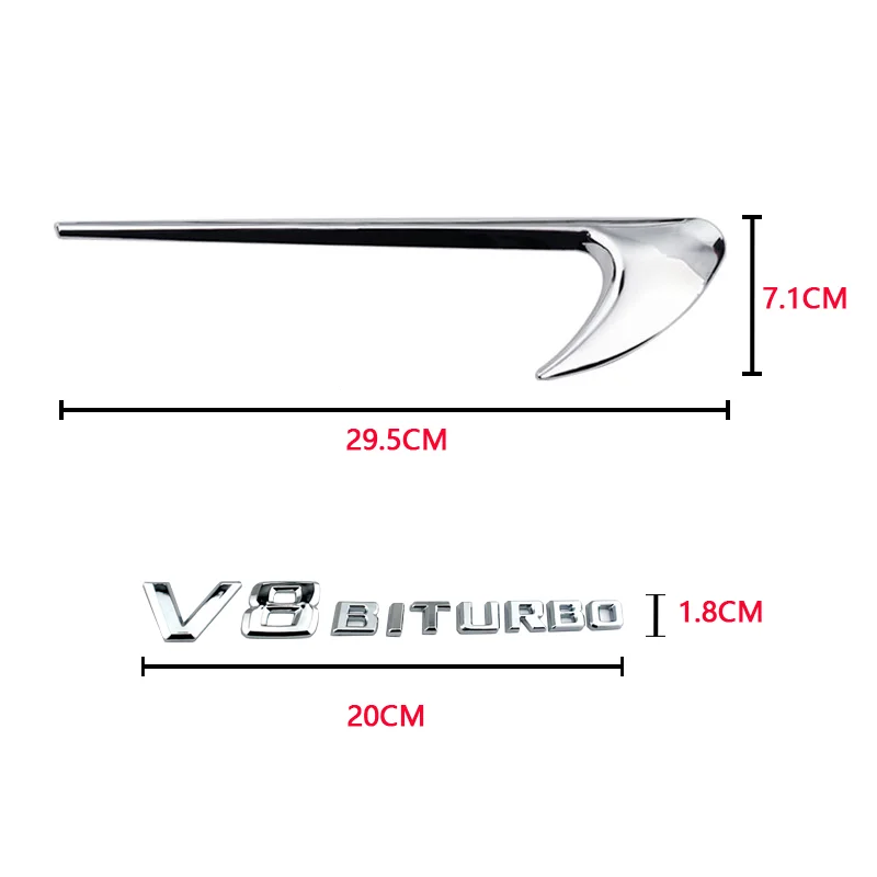 범용 자동차 펜더 엠블럼 배지, V8 BITURBO 4MATIC +, 메르세데스 벤츠 W220 W201 W222 W204 W176 W124 W212 W213 W177 액세서리