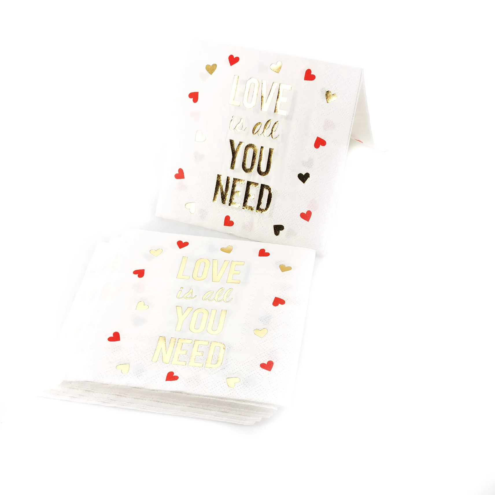 

LOVE Printed Disposable Napkins, Hot Stamping, Wedding Party, Cocktail Decoration, 33x33cm, 100Pcs