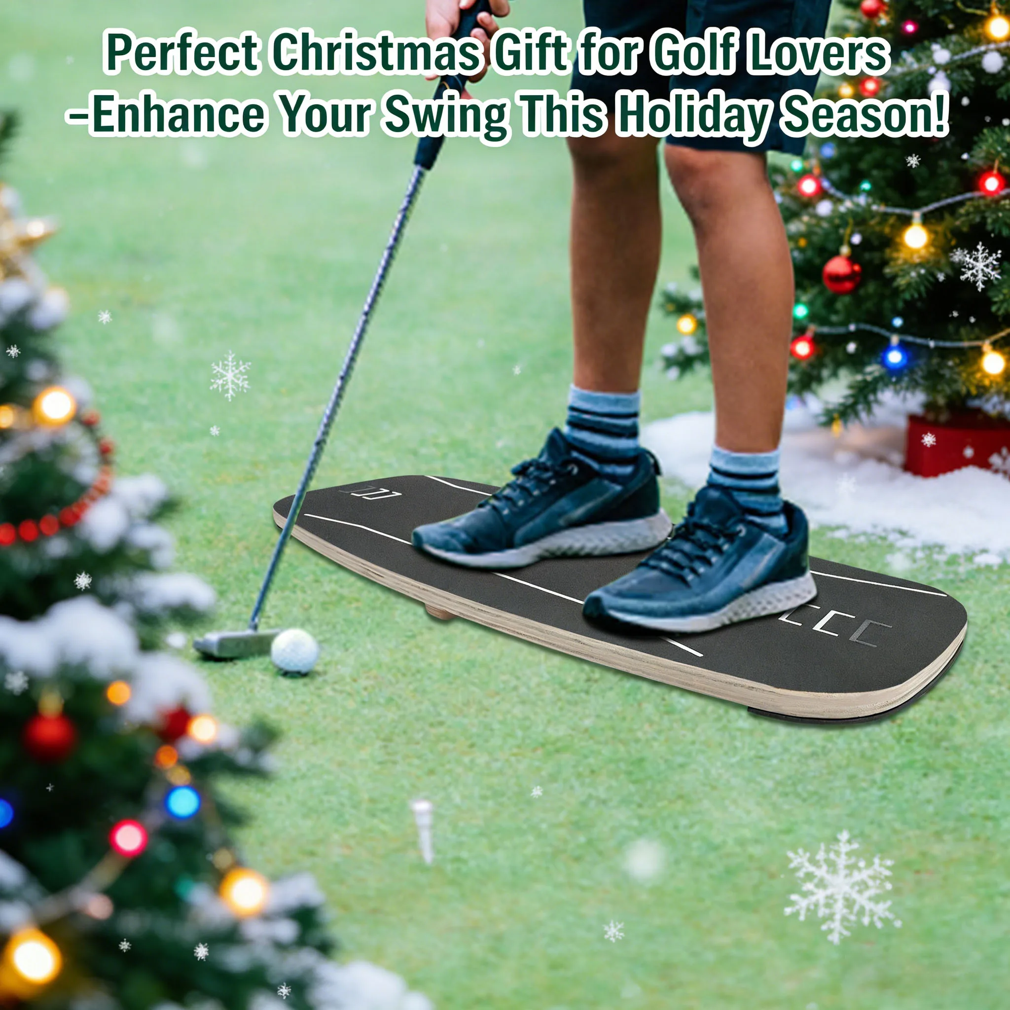 لوحة توازن تحويل الوزن لمدرب الجولف المتأرجح لممارسة الجولف من الخشب الصلب وورق الصنفرة على السطح وتدريبات عيد الميلاد