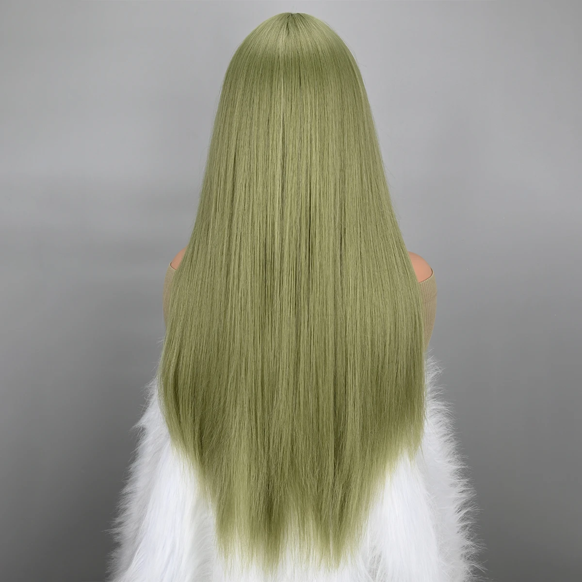 Long green Wig with Bangs Straight green Wigs for Women Cosplay Long Synthetic green Wig Natural Looking for Daily Wear