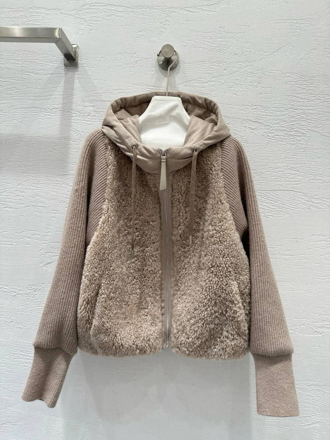 เสื้อโค้ทขนเป็ดแคชเมียร์แบบมีฮู้ดซิปสไตล์ลำลองสำหรับฤดูใบไม้ร่วง-ฤดูหนาว