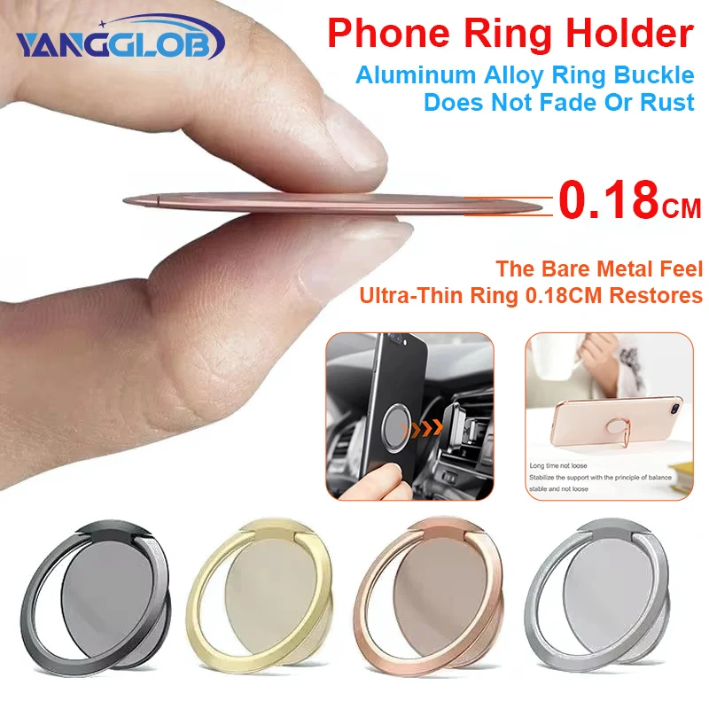 Extrem dünner Luxus-Handy-Sockelhalter aus Metall, universelles Telefon, magnetische Autohalterung, Ständer, Zubehör, Fingerring – Detail 2
