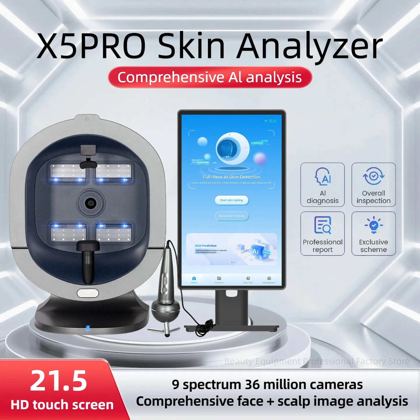 

Double 11 Special Offer! AI Smart Face Scalp Analyzer 2in1 All-Roundimage Analysis Salon Professional Skin Diagnostic Equipmen