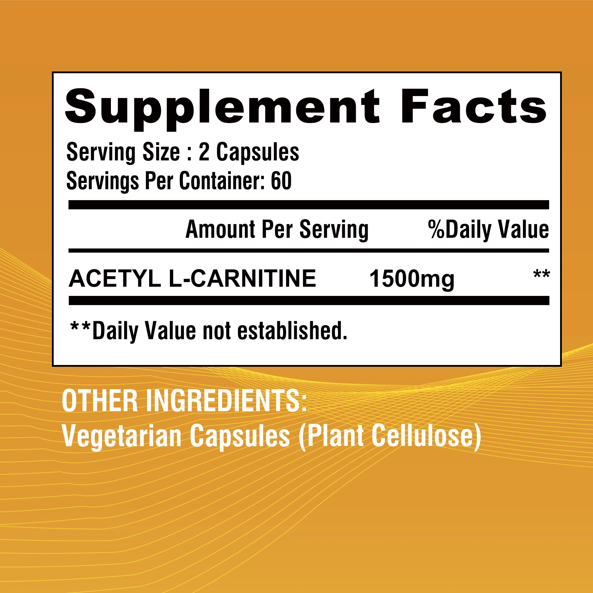 Acetyl L-Carnitine - Supports Energy Production, Enhances Memory and Concentration, and Promotes Brain Health - 120 Capsules