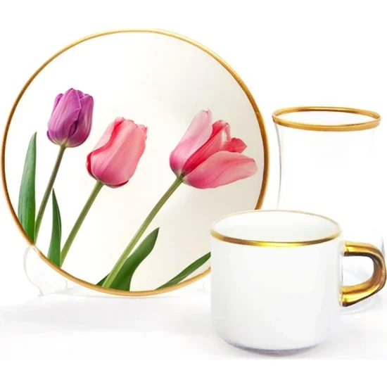 

Toygar Damla Asena Tea Coffee Set 6+6 Tulips