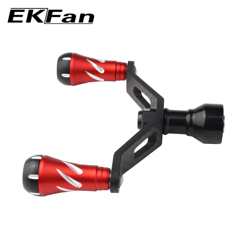 EKFan Aluminum Alloy Knob 91MM Carbon Fiber Double Handles Gold Color Fishing Reel Handle Fishing Tackle Tool