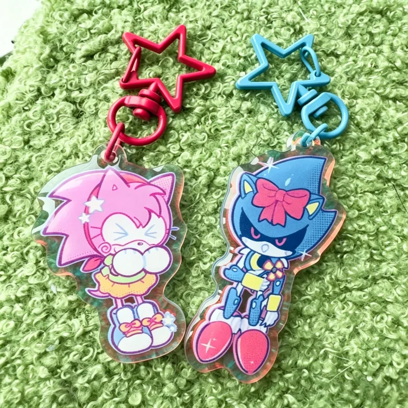 Llavero Acrílico de Amy Rose y Metal Sonic |   Lindo Llavero de Sonic The Hedgehog, Accesorio de Anime para Fanáticos