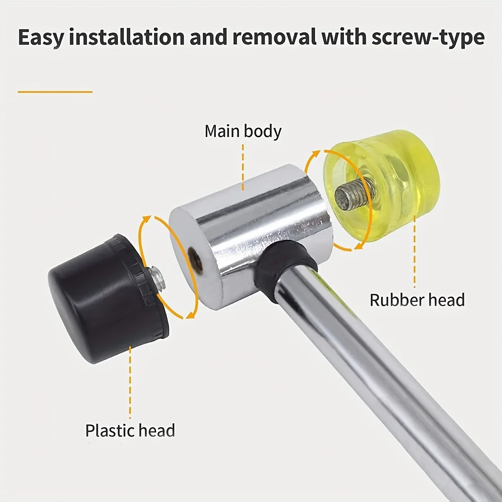 مطرقة مطاطية على الوجهين - مطرقة بلاستيكية ناعمة للمجوهرات والحرف الجلدية والأعمال الخشبية وتركيب الأرضيات