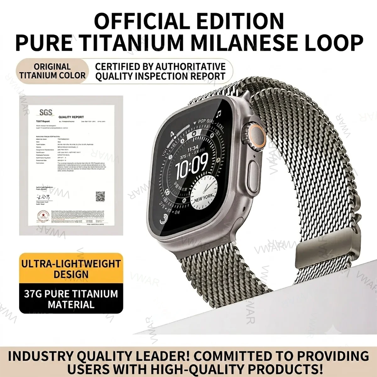 VWAR Grade 5 Titanium Milanese Band for Apple Watch Ultra 49 46 45 44mm, Titanium Strap for iWatch Ultra 3 S11 10 SE 9 8 7 6 5 4