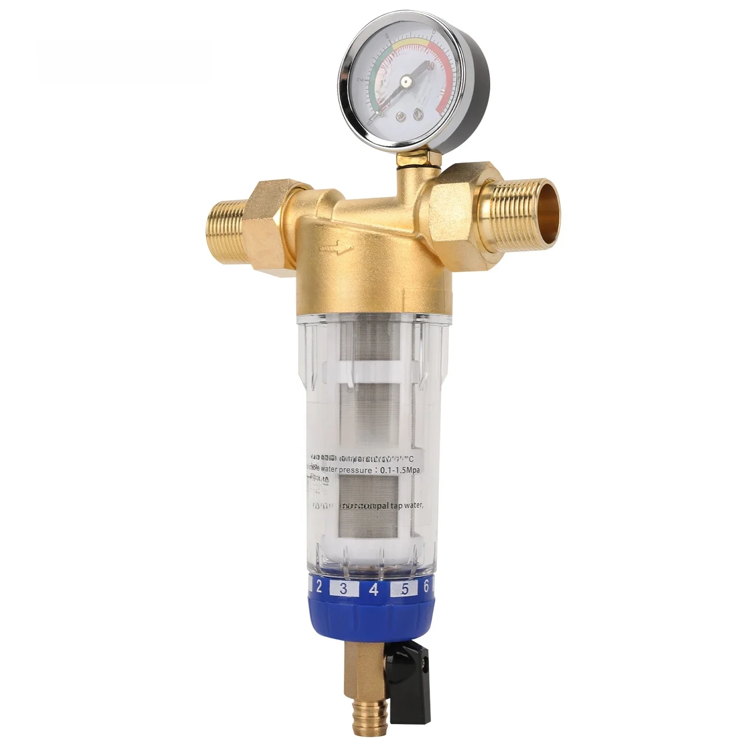 OSWNKW-05 Pre-filter Zuiveraar Hele Huis Spin-Down Sediment Waterfilter Centraal Voorfiltersysteem Terugspoeling RVS Gaas - afbeelding 2