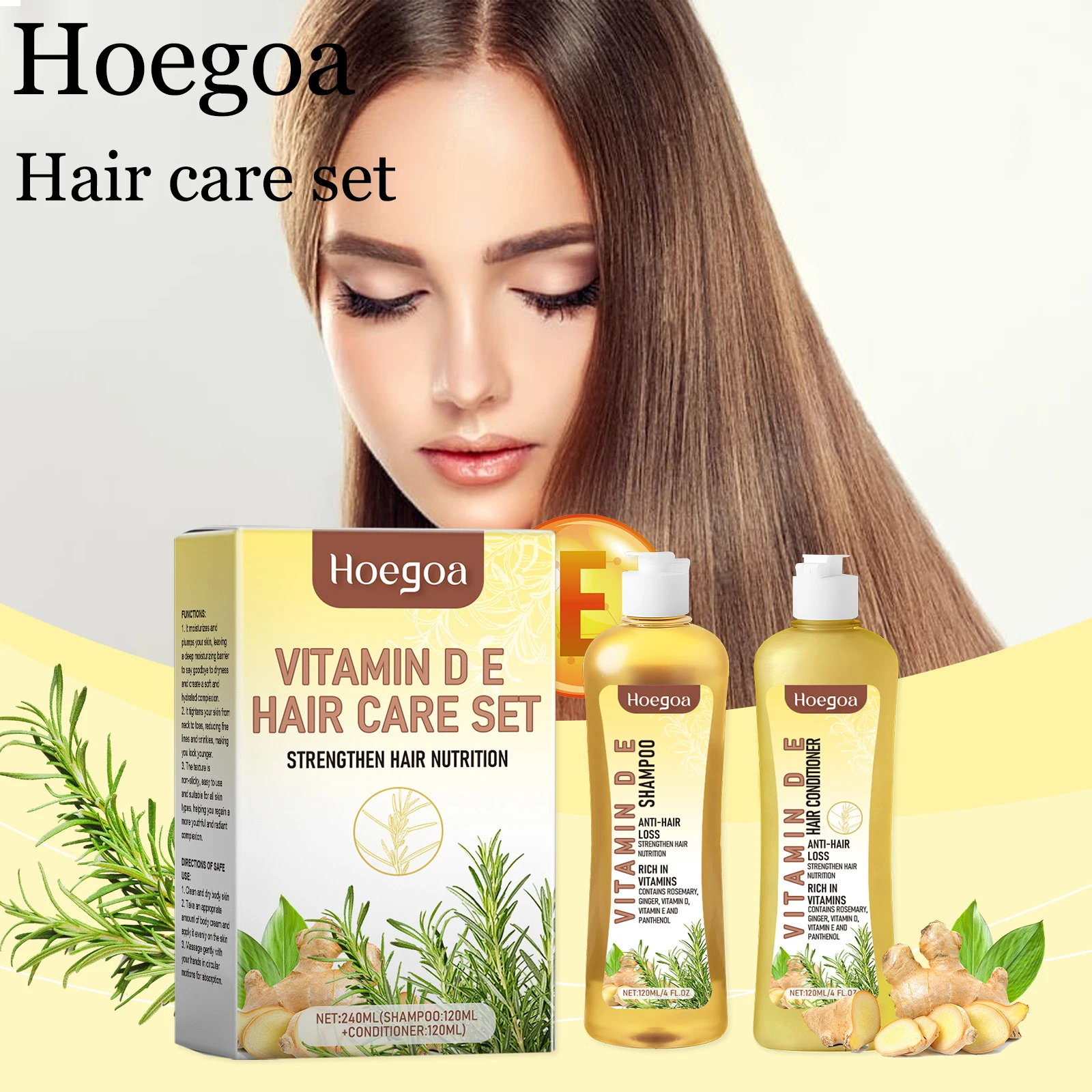 

Набор для ухода за волосами Hoegoa с витамином D, очищающий засіб для укрепления корней волос, увлажняющий, уменьшающий сухость, очиститель для волос