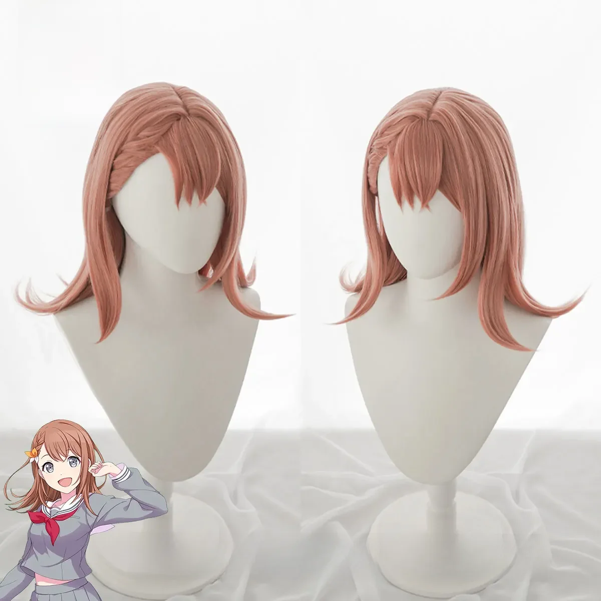 【AniHut】Hanasato Minori Orange 42 cm Cosplay Perruque Projet SEKAI ÉTAGE COLORÉE! Cheveux synthétiques résistants à la chaleur Hanasato Minori
