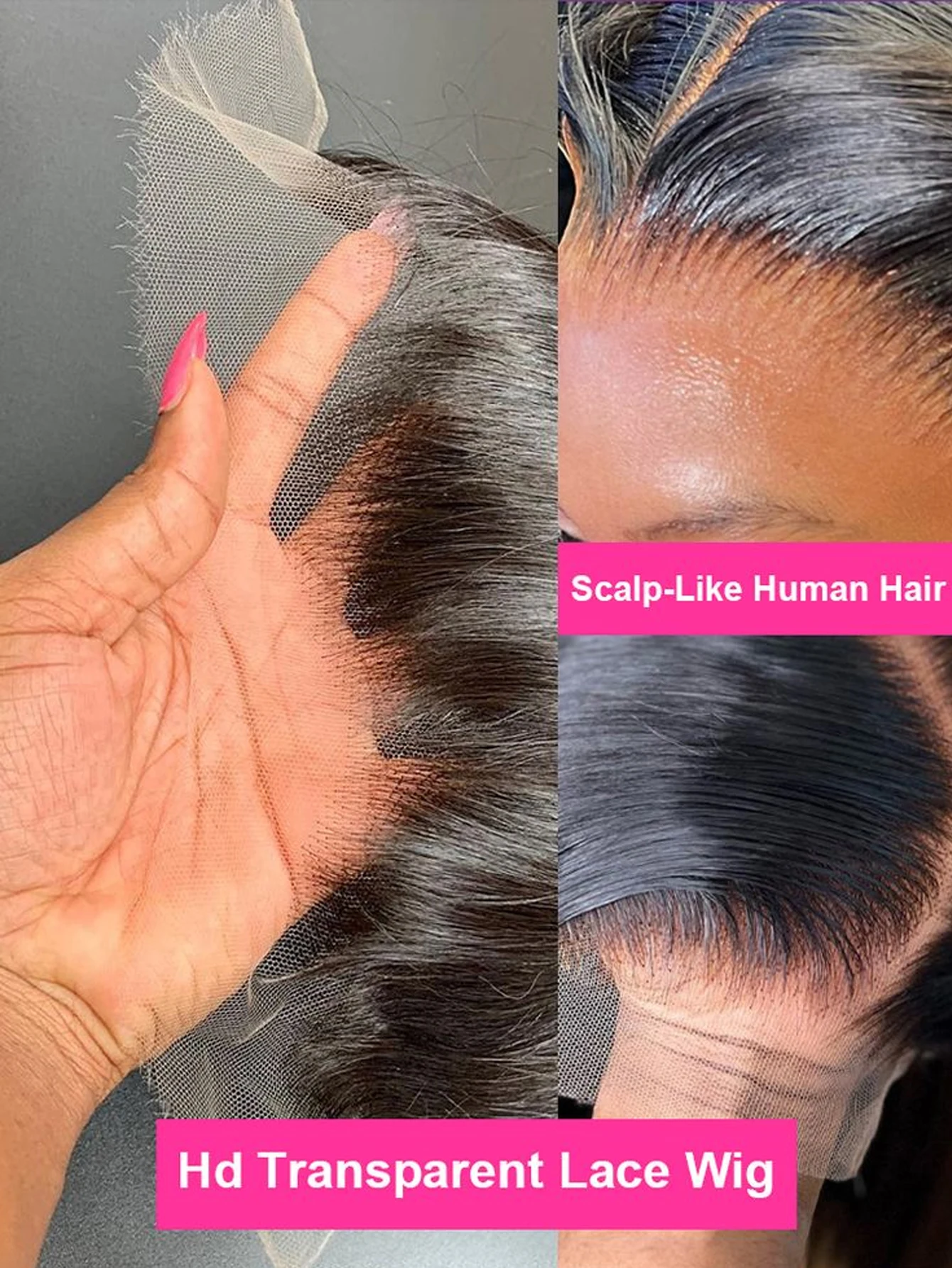 13x6 Full Frontal Real HD Lace Wig 0.10mm Ultra-Thin Invisible HD Lace Front Wigs Human Hair Pre Plucked Bleached Knots 200%