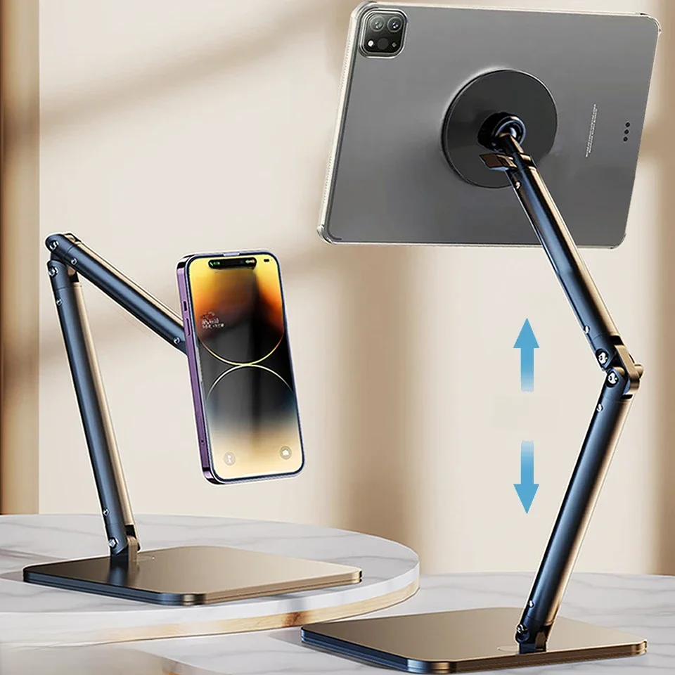 Aluminiowy, składany, przenośny stojak magnetyczny na telefon komórkowy i tablet, do iPad Air Pro, Xiaomi Redmi, Huawei — zdjęcie 2