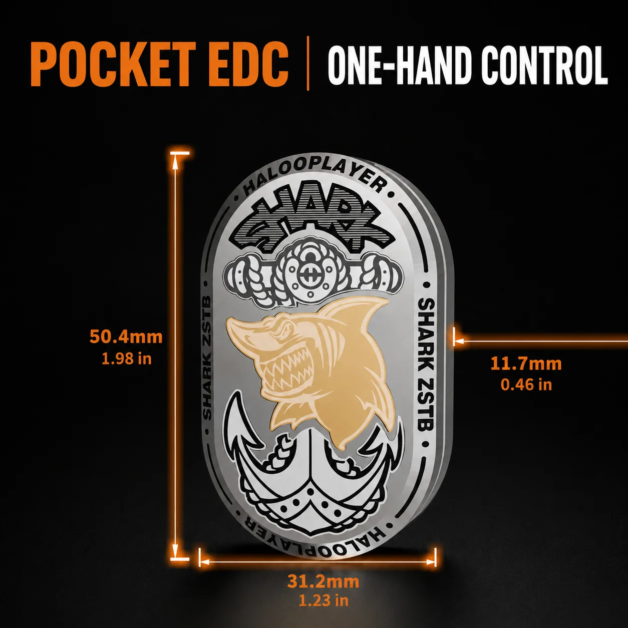 HALOOPLAYER EDC Metal Sea Shark Pro Mainan Fidget Slider Spinner Mekanis untuk Dewasa Pereda Stres Anti Stres
