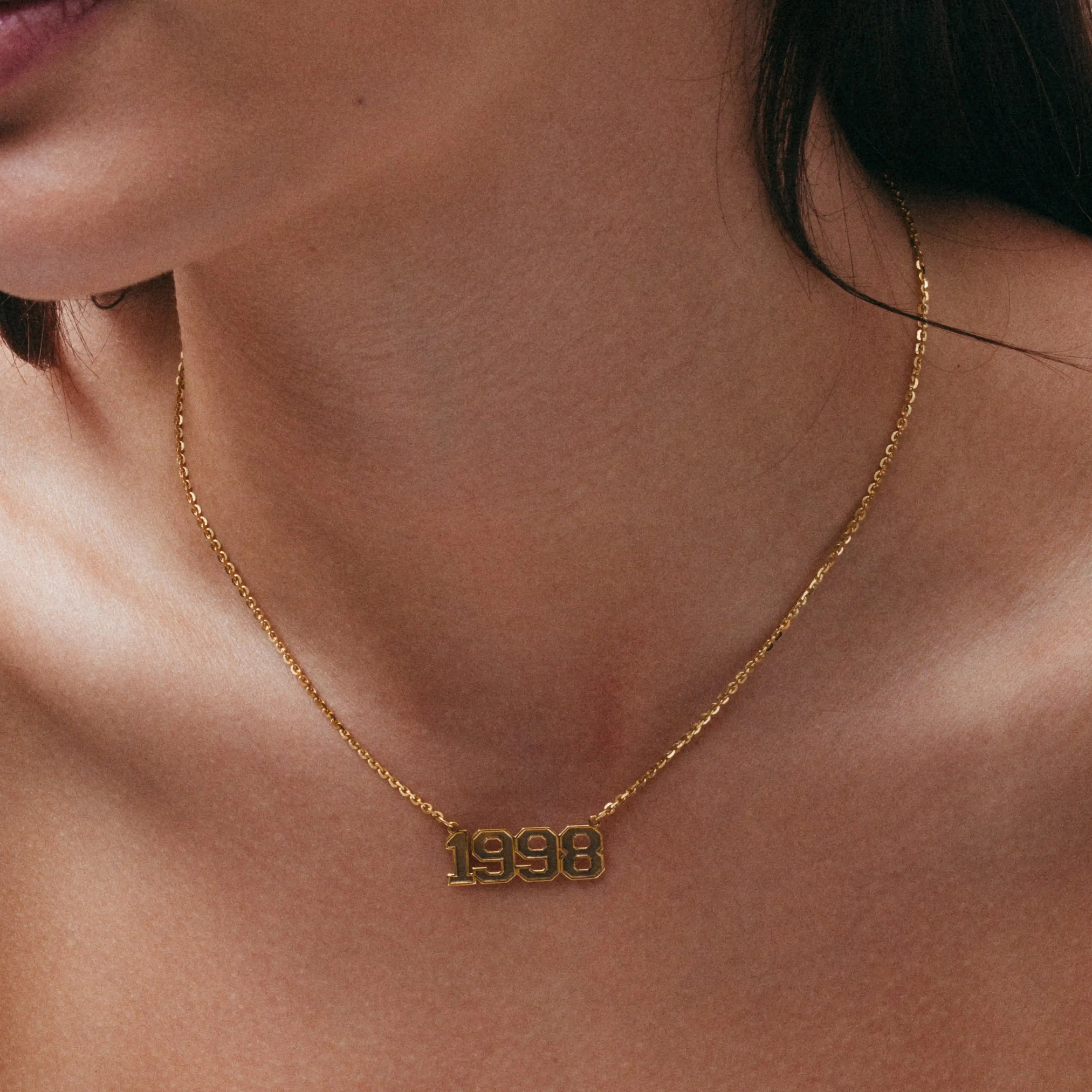 THE OUTLINE YEAR NAMEPLATE Number Necklace Custom Year Necklace Personalized Number Necklace Deep Carved Number Pendant for Her