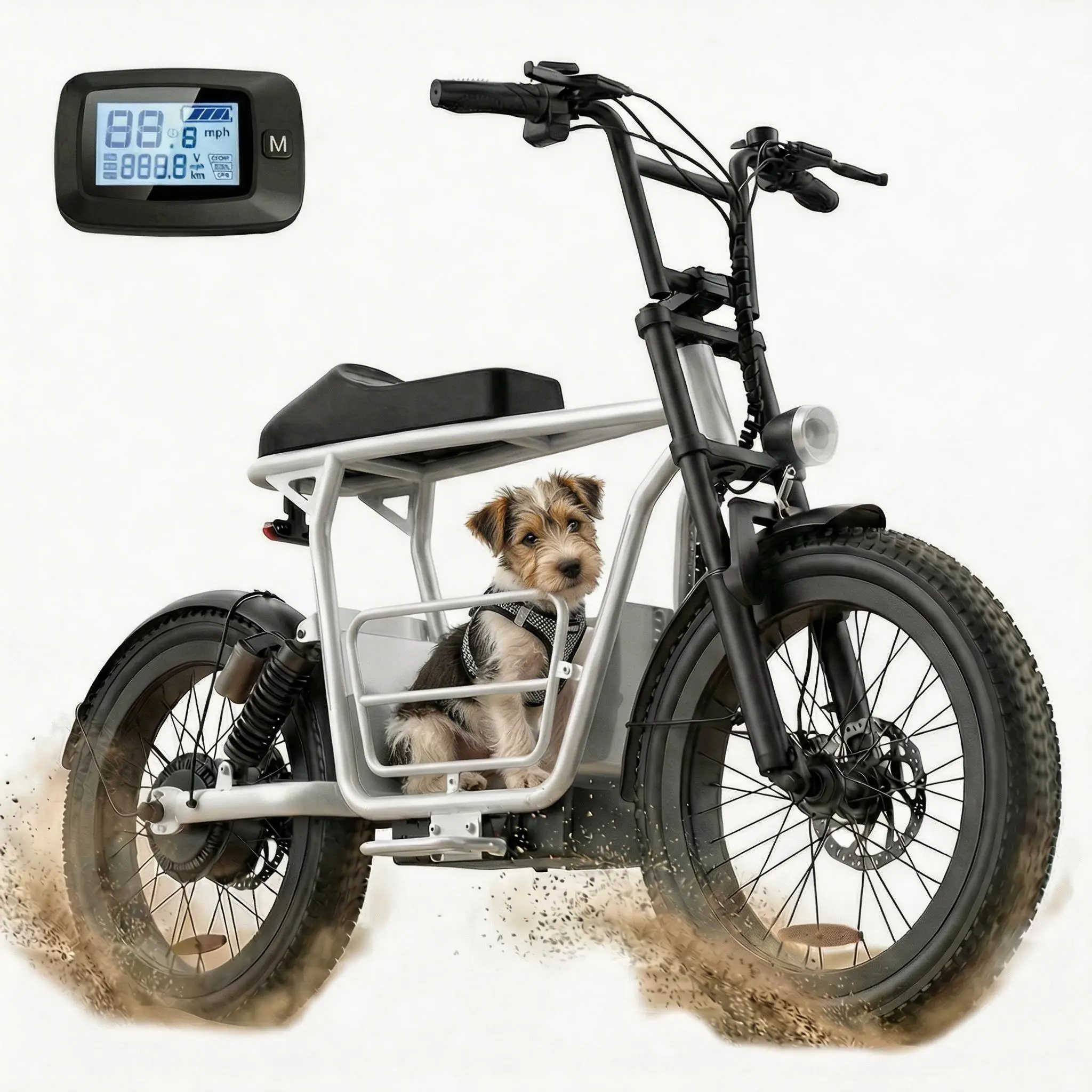 

Peak 819W Off-Road Electric Motorcycle with Seat 20" All-Terrain Tire 20MPH 25Mile 48V Battery LCD Display Dual Disc Brake