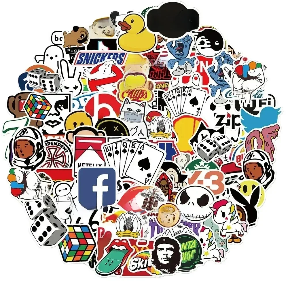 AliExpress Bandai 10/53/106Pcs Cool Fashion Brand Logo Stickers DIY Skateboard Laptop Luggage Bike Motorcycle Phone Car Sticker Decals