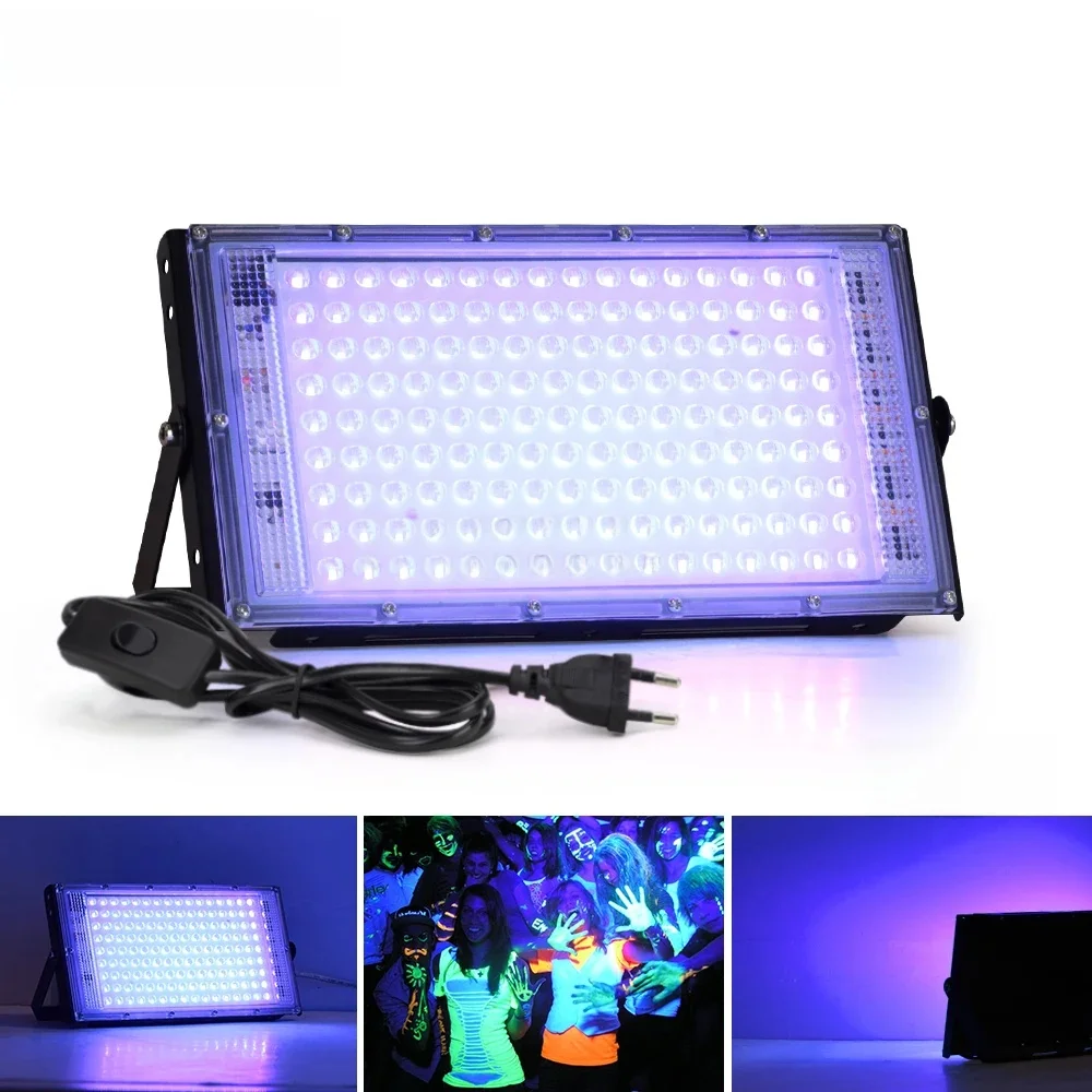 UV-LED-Flutlicht 50 W 100 W 150 W 220 V Außenflutlicht 395 nm 400 nm UV-fluoreszierende Bühnenlampe LED-Bühnen-Schwarzlicht