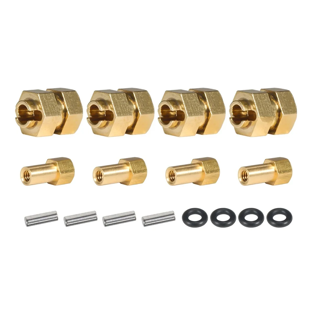 Machined Brass Extended Wheel Hex Hub with Nuts 10.8g for 1/24 RC Crawler SCX24 Bronco C10 Gladiator AX24 Upgrade Parts