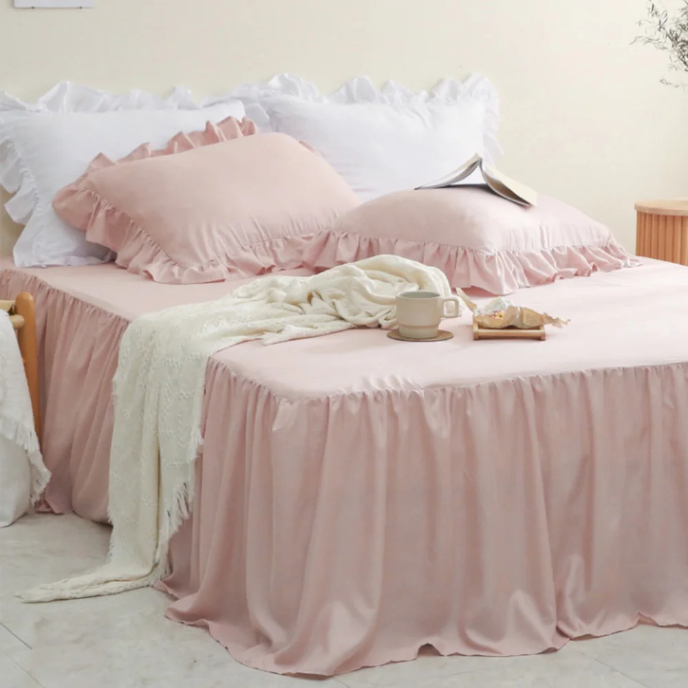 Thezari 1+1 Soft Sweet All-Season Long Frilly Pillowcase 40X60/50X70 Set of 2
