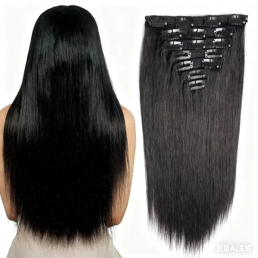 40 بوصة مستقيم كليب Ins وصلات شعر الإنسان الشعر 16A البرازيلي ريمي الشعر البشري الطبيعي 70 جرام 10 قطعة/المجموعة كامل الرأس للنساء