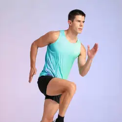 Men’s Sleeveless Running Set – Gradient Color Performance Tank Top & Shorts, Professional Training Sportswear