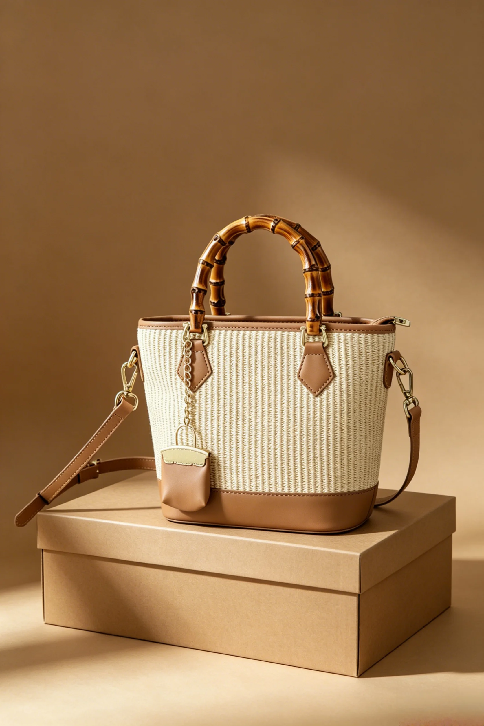 

2026 Fashion New Women's Bag 20X20.5X11CM Portable Forage Woven Large Capacity Handbag Without Box