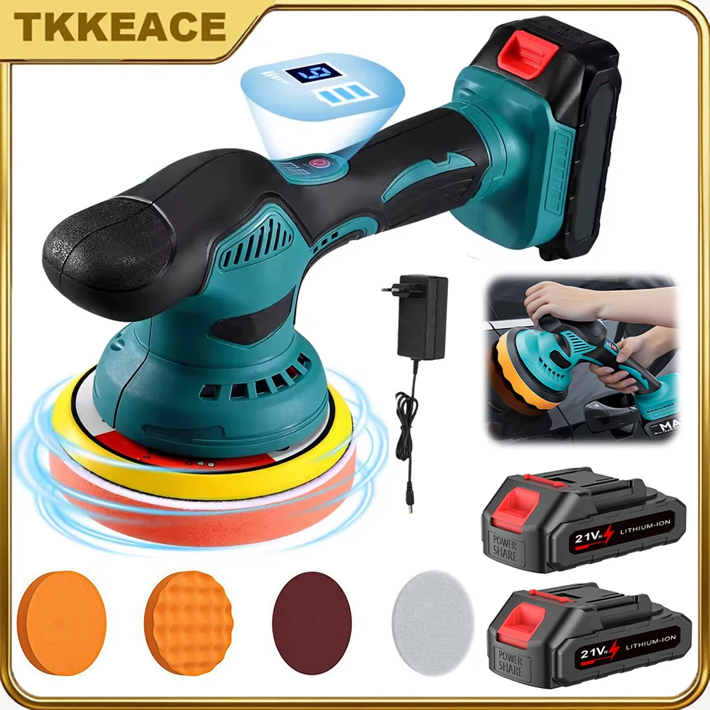 TKKEACE Auto Polijstmachine 6 Versnellingen Digitale Display Draadloze Elektrische Polijstmachine Auto Waxen Polijstmachine Voor Makita 21V Batterij - afbeelding 2