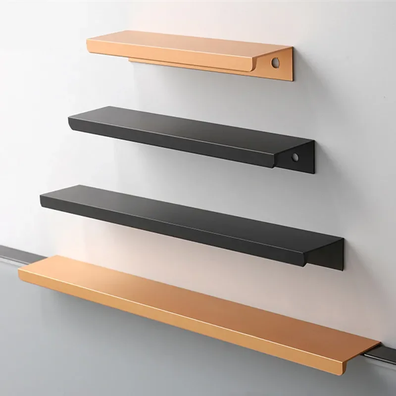 Poignée de tiroir arc-en-ciel en alliage d'aluminium, poignée de bord de porte, noir, or, garde-robe, meubles, panneau Foy Chi