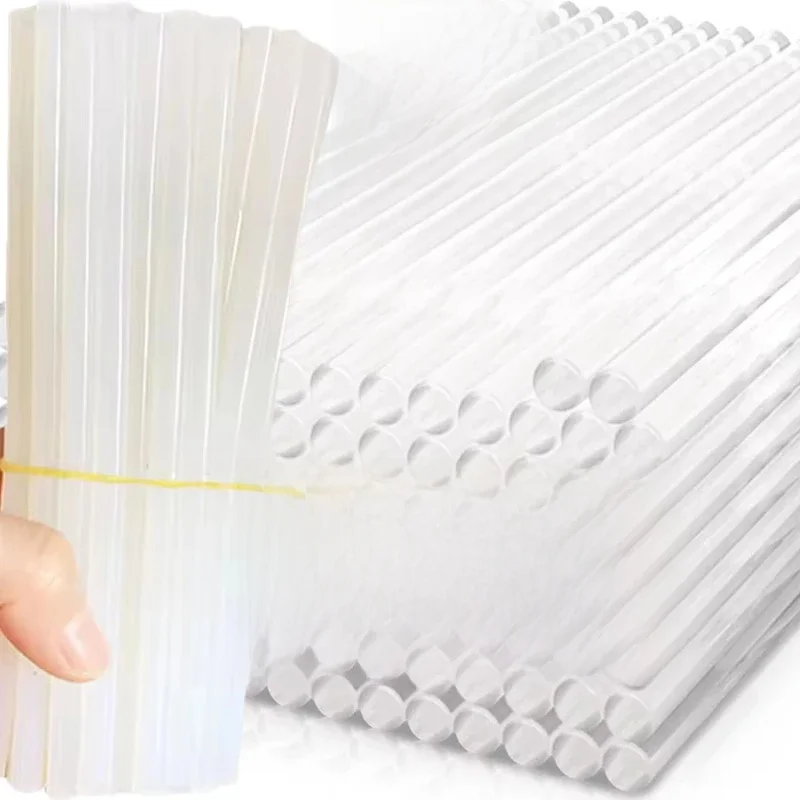 Bâton de colle thermofusible Transparent de 7mm, bâton visque fort pour pistolet à colle électrique, Kits de réparation d'album artisanal, outils, vente en gros, 1/100 pièces